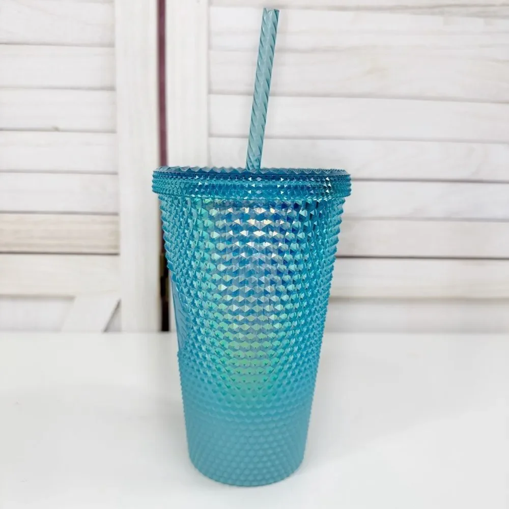 Starbucks Diamond Cut Studded Ombre‎ Glacier Blue Tumbler Cup Blue 16oz Grande